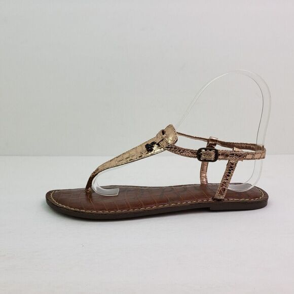 Sam Edelman Gigi Womens Size 4 Rose Gold Animal Print Thong Strap Buckled Sandal - Picture 2 of 12
